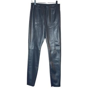Lea And Viola Split Hem Leggings Black Faux Leather Moto Boho Pants NYE SZ Small